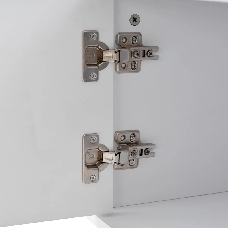 Modern Bohemian TV Entertainment Center with Cabinet and Drawers, Geometric Lines TV Stand for 90 Inch TVs, 200L x 40W x 51H cm, White