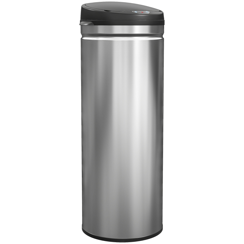 HOMCOM Poubelle à Capteur de 50 Litres avec Fonction Soft-Close, poubelle à déchets sans contact en acier inoxydable pour une gestion hygiénique des déchets en cuisine, bureaux, couleur argent