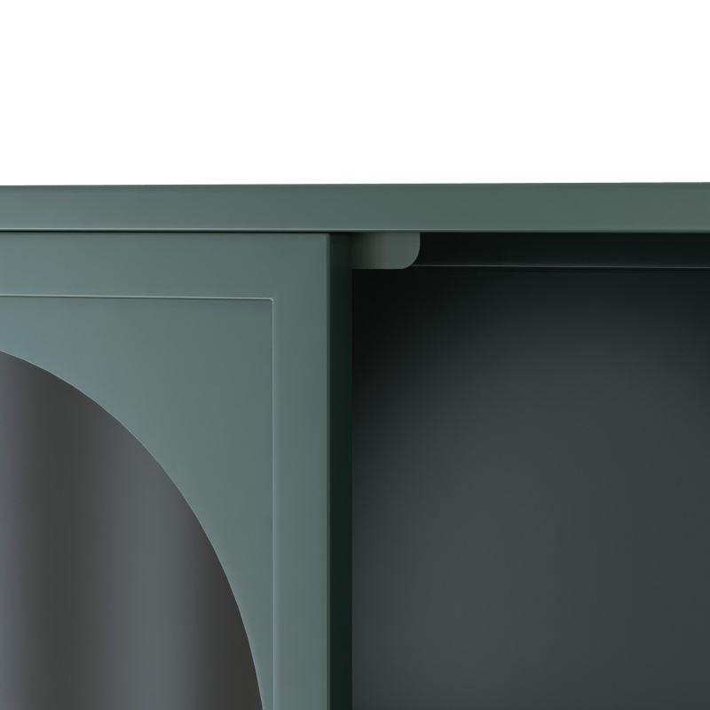 Armoire murale avec quatre portes en verre et étagère, pour cuisine, salon, salle de bain, 120x23x70 cm, Vert foncé