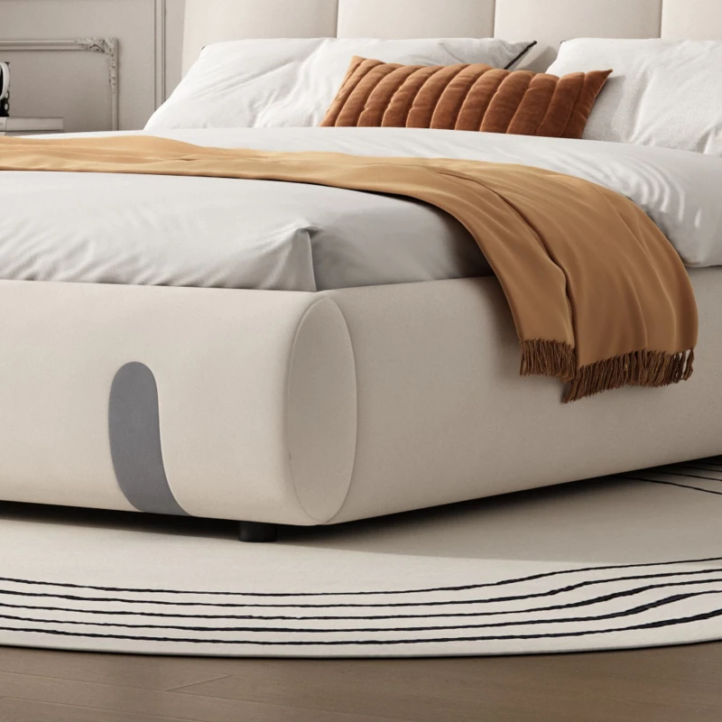 4ft6 Upholstered Double Bed with Durable Frame, Soft Headboard, Sturdy Slats, Velvet Bed for Adults, Teenagers, 213L x 152W x 89H cm, White