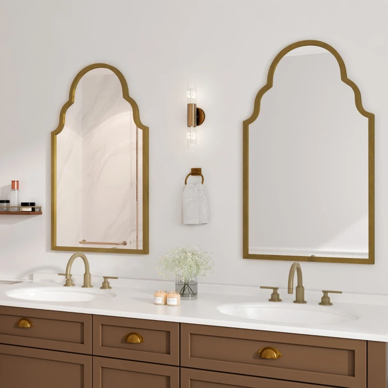 Miroir mural rectangulaire avec cadre en métal, pour salle de bain, salon, 61x3x101 cm, Bronze