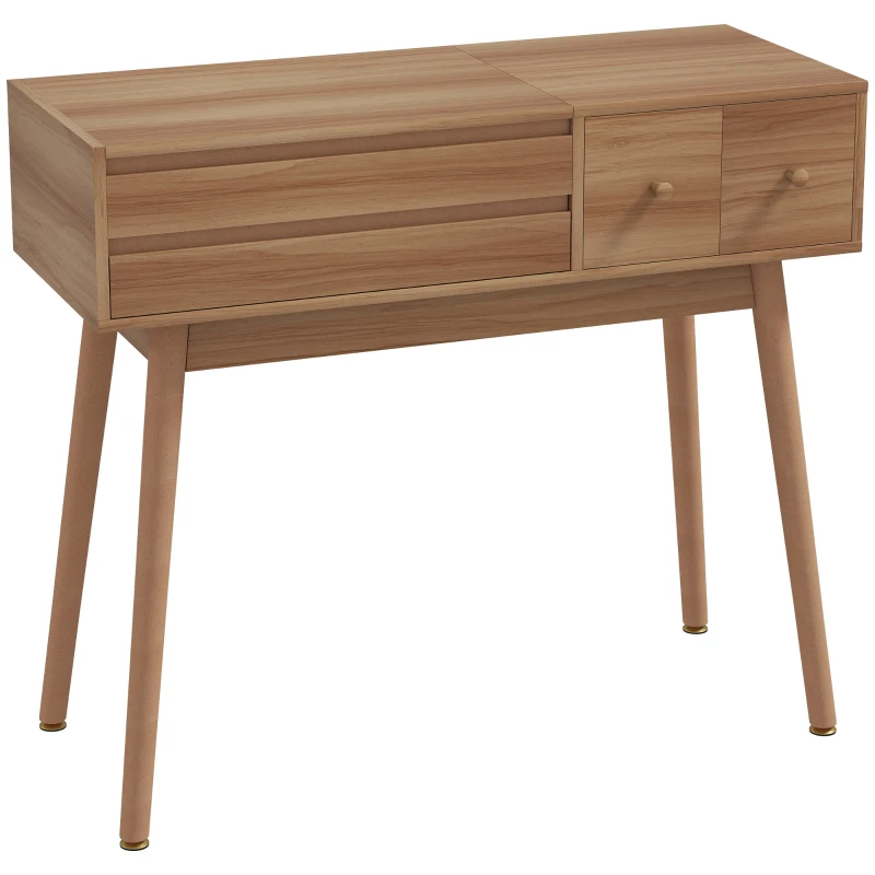 HOMCOM Mesa de Maquillaje con Espejo y Luces LED y Espacio de Almacenamiento en Madera, 100x40x87 cm