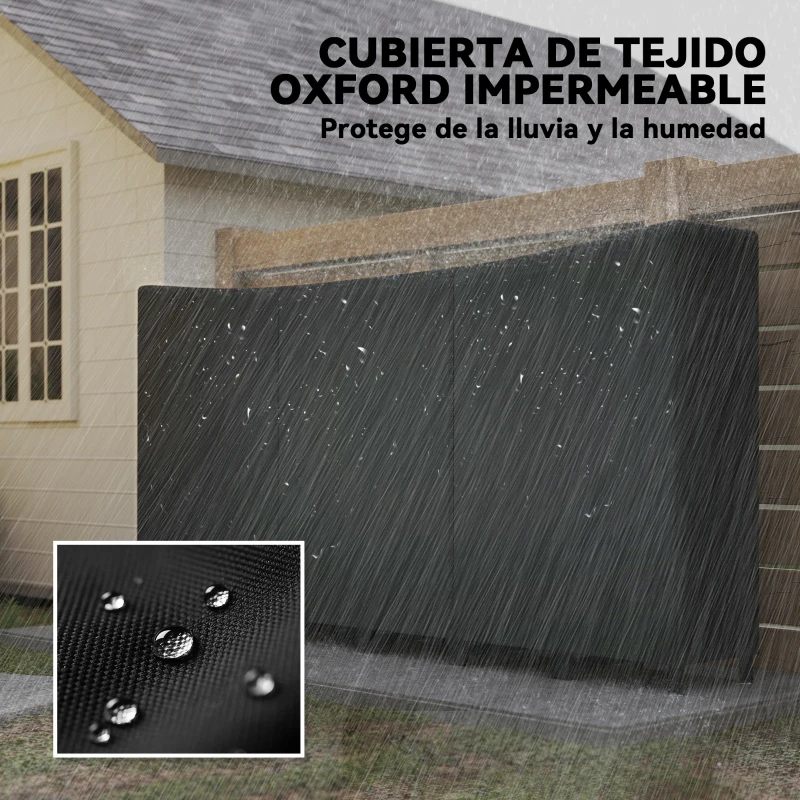 Outsunny Leñero Exterior Metálico de Chimenea Soporte para Leña con Cubierta Impermeable y Cadenas de Acero 235x31x116 cm Negro