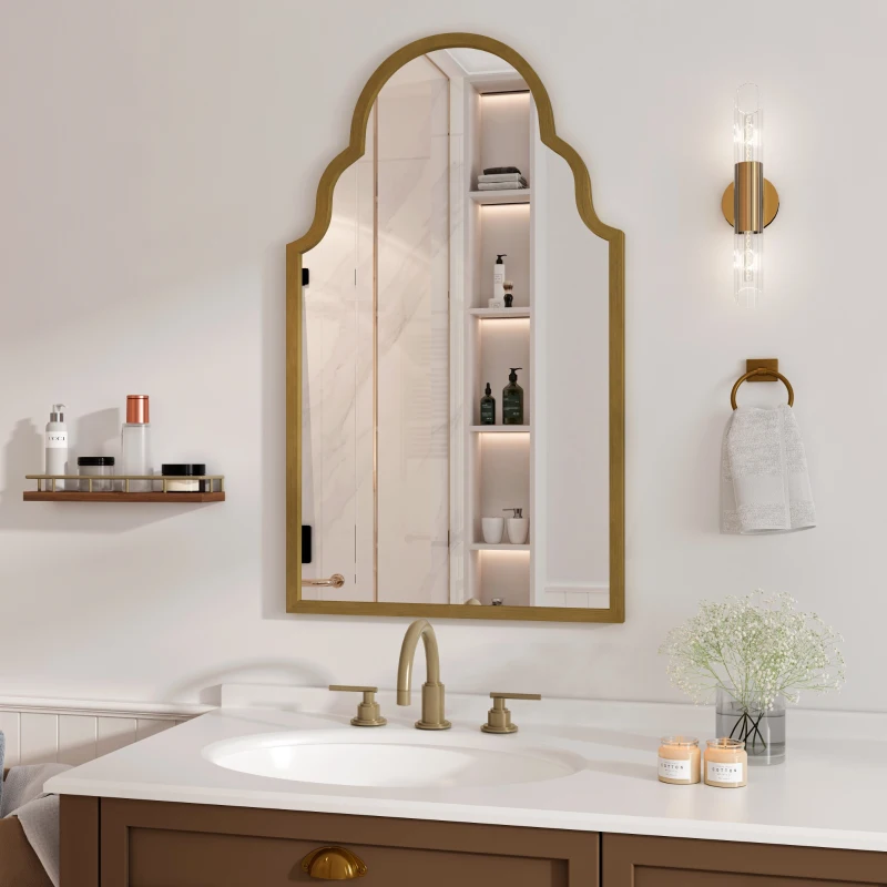 Miroir mural rectangulaire avec cadre en métal, pour salle de bain, salon, 61x3x101 cm, Bronze