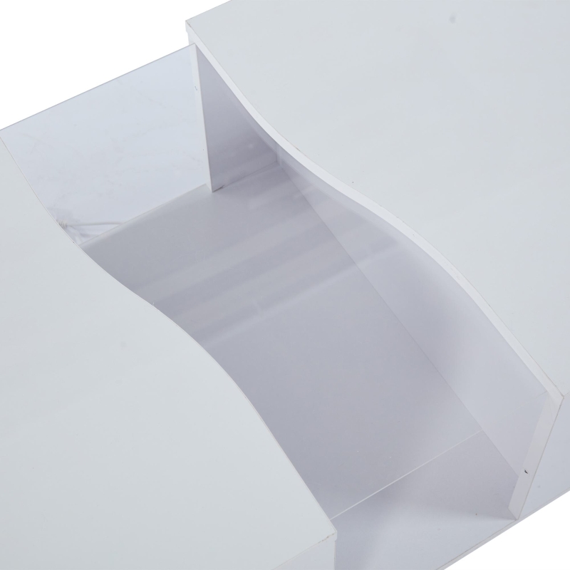 Modern Coffee Table with 2 Storage Drawers, High Gloss Finish, Customisable LED Lights, Ideal for Living Room, 100L x 50W x 35H cm, White