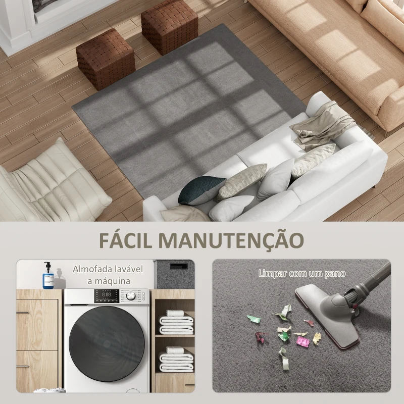 HOMCOM Tapete para Sala de Estar 230x160 cm Tapete Lavável à Máquina Pelo Longo Macio Estilo Moderno Crinza