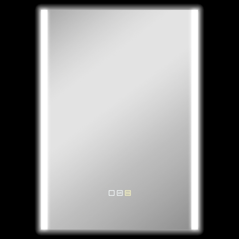 HOMCOM Espejo de Baño con Luz LED 70x50 cm con 3 Colores de Luz Función Antivaho Función de Memoria IP44 Horizontal/Vertical