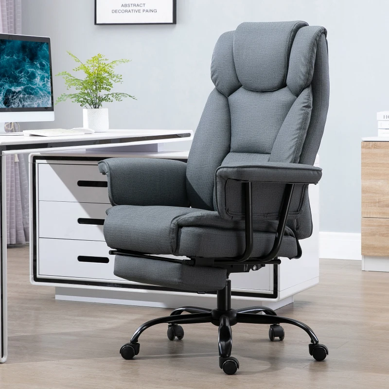 Vinsetto® bureaustoel directiestoel computerstoel in hoogte verstelbaar 360° draaibaar kunstleer grijs 68 x 80 x 120–126 cm(m-12)
