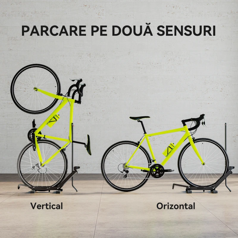 SPORTNOW Rastel pentru Biciclete Reglabil cu Tub de Suport, din Oțel și Plastic, 75x41x71-81 cm, Negru