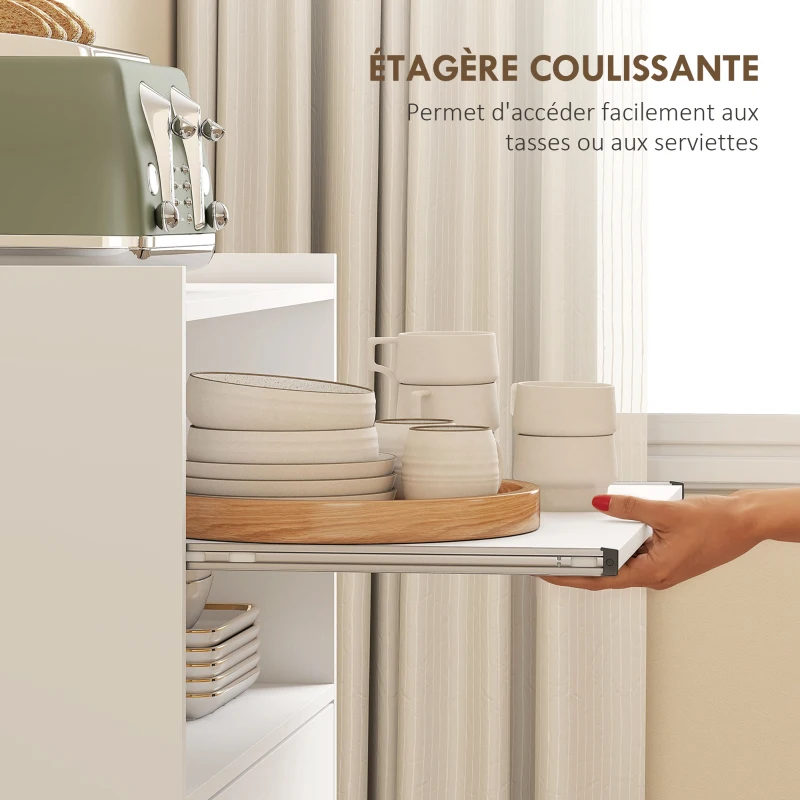 HOMCOM Chariot de cuisine sur roulettes, desserte micro-onde à roulettes avec placard tiroir étagères, 59 x 40 x 92 cm, blanc