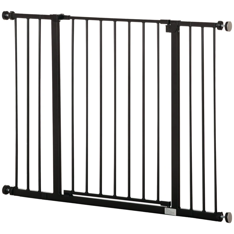 PawHut Dog Gate Pet Safety Gate Stair Barrier Pressure Fit Adjustable 76-82/86-97/101-107 cm, Black