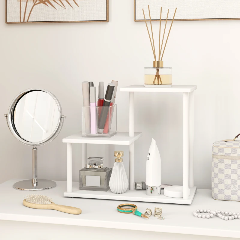 HOMCOM Estante de 3 Níveis Estilo Moderna com Estrutura de Metal e Prateleira de Arrumação para Secretária 40x20x34,5 cm Branco