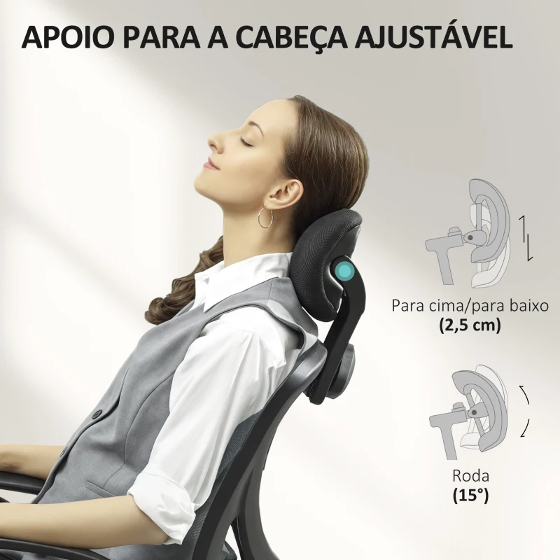 Vinsetto Cadeira de Escritório com Função Reclinável Apoio para a Cabeça e Suporte Lombar 62x67x108-118 cm Cinza Escuro