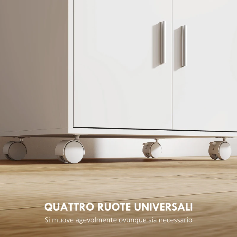 HOMCOM Mobile Microonde in Legno con Cassetto, Armadietto a 2 Ante e 2 Ripiani, 59x40x92 cm, Bianco
