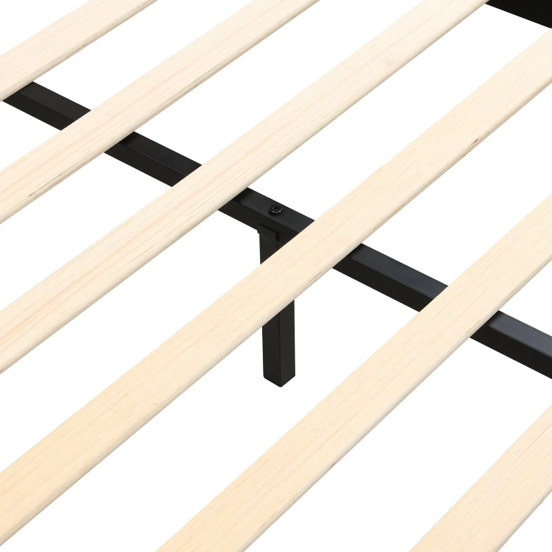 4ft6 Upholstered Double Bed with Durable Frame, Soft Headboard, Sturdy Slats, Velvet Bed for Adults, Teenagers, 213L x 152W x 89H cm, White