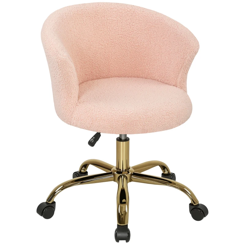Vinsetto Silla de oficina, sillón de oficina ergonómico regulable en altura, asiento giratorio, base de acero, rosa