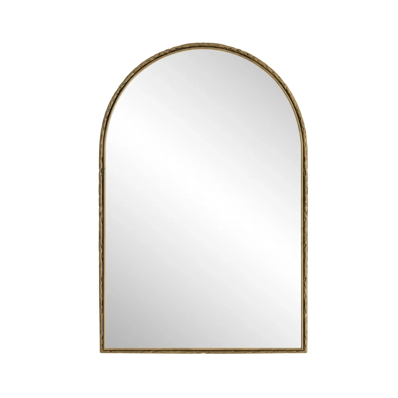 Specchio da parete ad arco con cornice in ferro, specchio da trucco per bagno, 61x2,5x91 cm, Oro