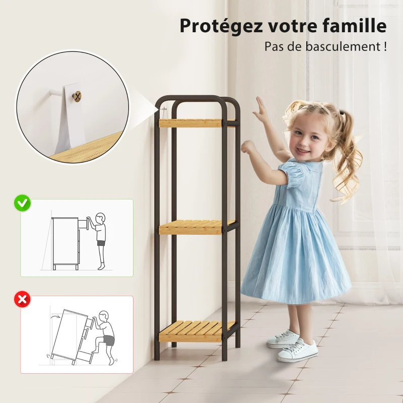 HOMCOM Étagère salle de bain étagère de rangement 3 niveaux étroite autoportante bambou 1,5 x 21,5 x 77,5 cm effet bois naturel