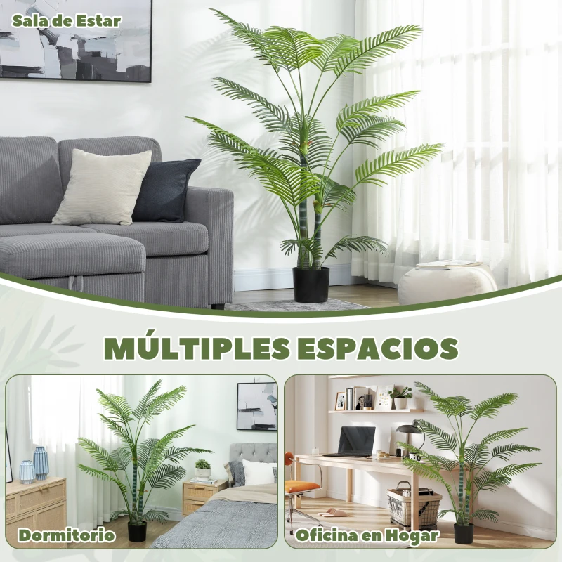 HOMCOM Planta Artificial Decorativa 170 cm Palmera Artificial con Maceta y Hojas para Interior Verde