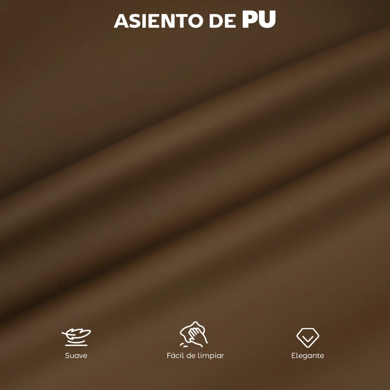 HOMCOM Juego de 2 Altos de Cocina con Respaldo de Ratán Asiento de PU Marco de Acero y Reposapiés Marrón