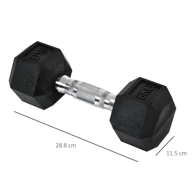 HOMCOM Rubber Hexagonal Dumbbell Set,2 pcs x 6 kg