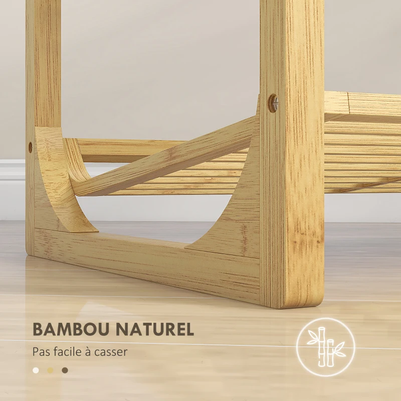 HOMCOM Étagère à chaussures à 4 niveaux, rangement chaussures 12 paires au design à lattes, bambou, 76x33x67cm, bois naturel