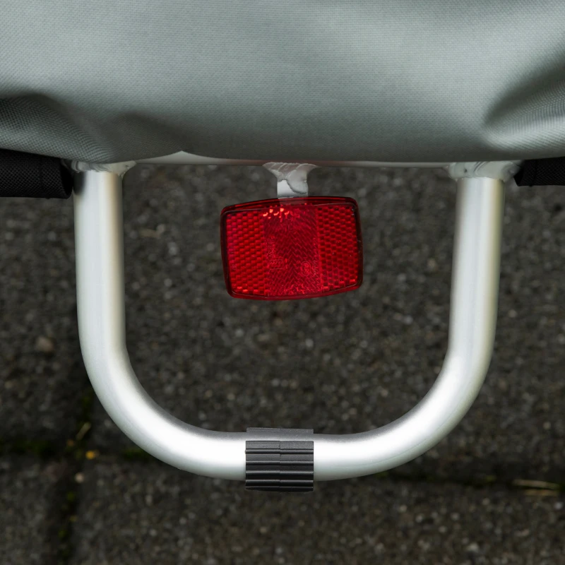 HOMCOM 3-in-1 Boodschappentrolley Winkelwagen Fietsaanhanger Steekwagen, 53 x 43 x 110cm, Grijs+Zilver(m-10)