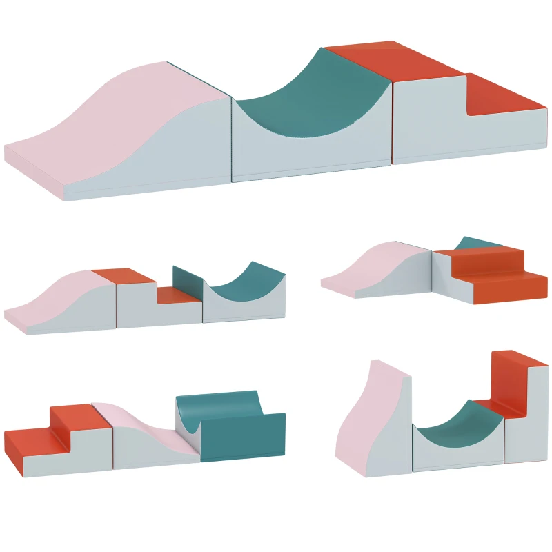 AIYAPLAY Ensemble de 3 blocs d'escalade et de rampe pour tout-petits, similicuir, mousse, Gris clair