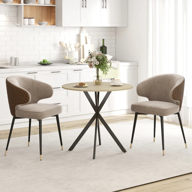 HOMCOM 80cm Industriële Ronde Eettafel - Eik(m-10)
