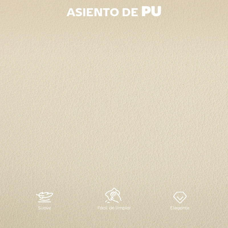 HOMCOM Juego de 2 Altos de Cocina con Respaldo de Ratán Asiento de PU Marco de Acero y Reposapiés Beige