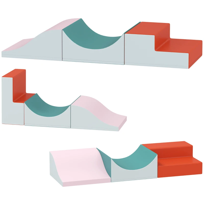 AIYAPLAY Ensemble de 3 blocs d'escalade et de rampe pour tout-petits, similicuir, mousse, Gris clair