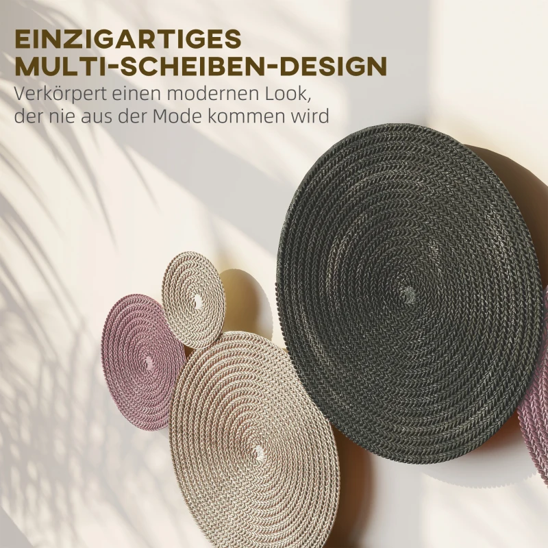 HOMCOM Wanddecoratieset in schijfontwerp, 8 metalen schijven, veelzijdig, Meer-kleurig