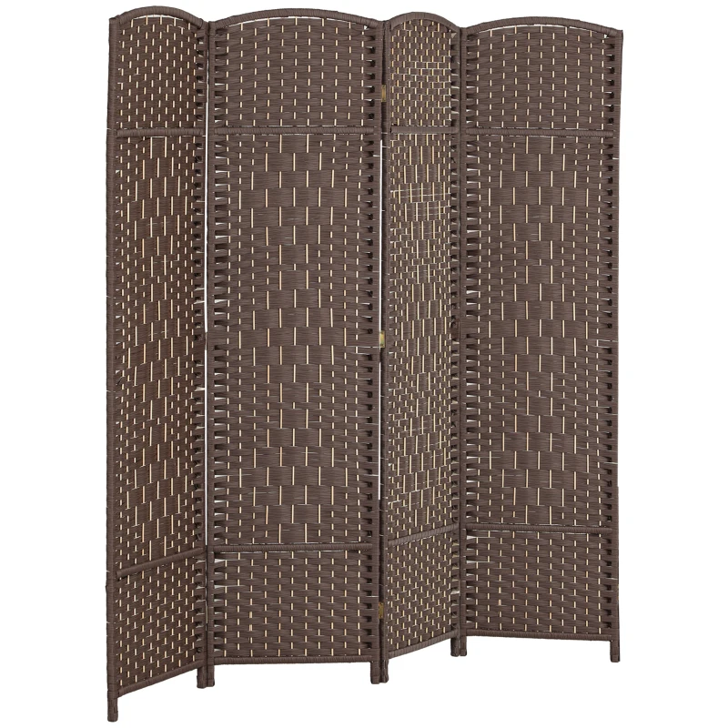 HOMCOM Biombo interior de madera 4 paneles separador de ambientes plegable para sala de estar dormitorio 180 x 180 cm marrón