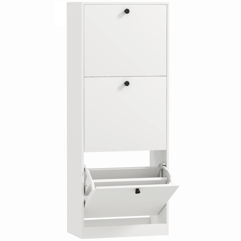 HOMCOM Armario de Zapatos, 3 Cajones, para hasta 12 Pares de Zapatos, Tablero de Partículas, Blanco