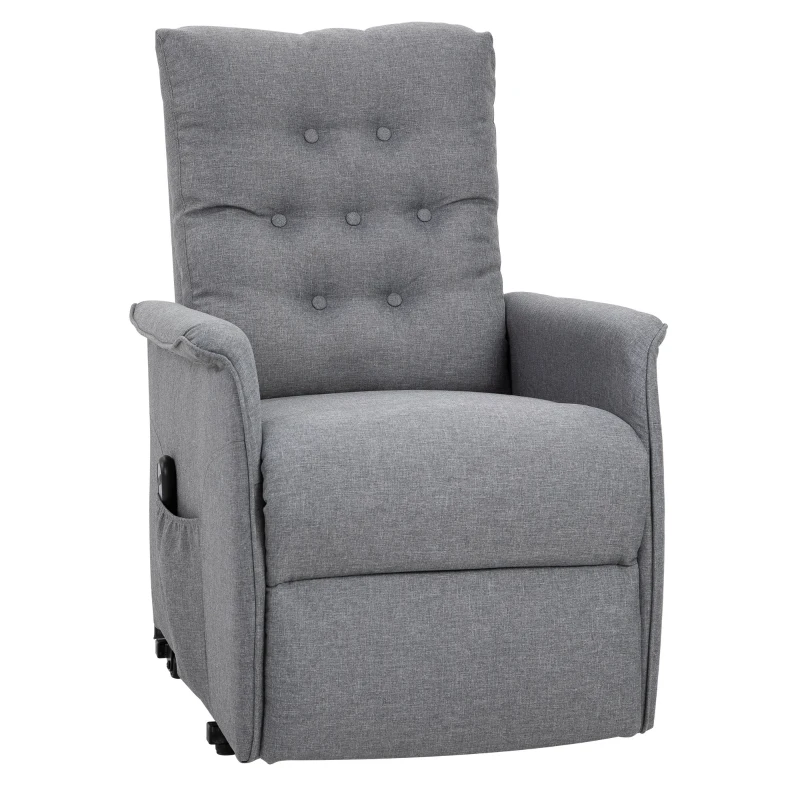HOMCOM Sillón de Relax eléctrico Silla elevadora reclinable con Reposapiés Ajustable Lino Gris