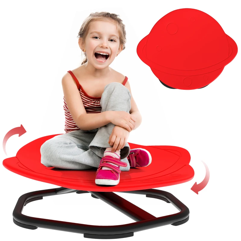 AIYAPLAY Planet-Shaped-kids Swivel Chair, Sensory Spinning Chair for Balance, Coordination Training, Red
