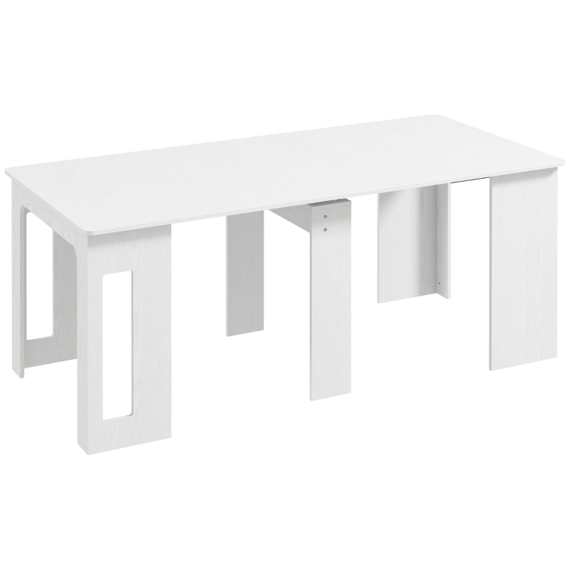HOMCOM Mesa de comedor plegable, mesa de cocina extensible hasta 6 personas, para espacios reducidos, salón, Blanco