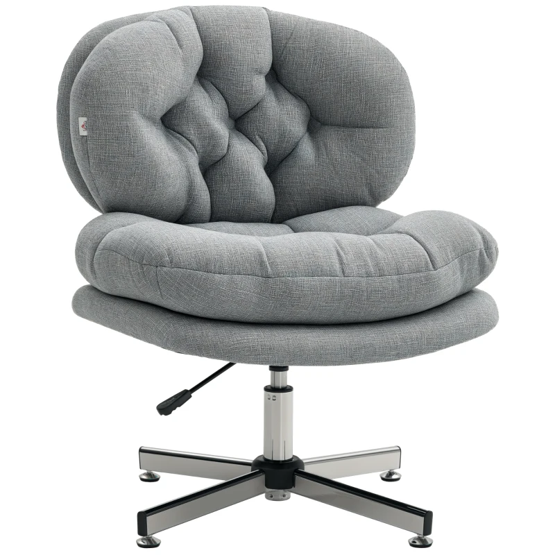 HOMCOM Silla de Oficina sin Apoyabrazos, cómoda Silla de escritorio con asiento acolchado y altura ajustable, Gris