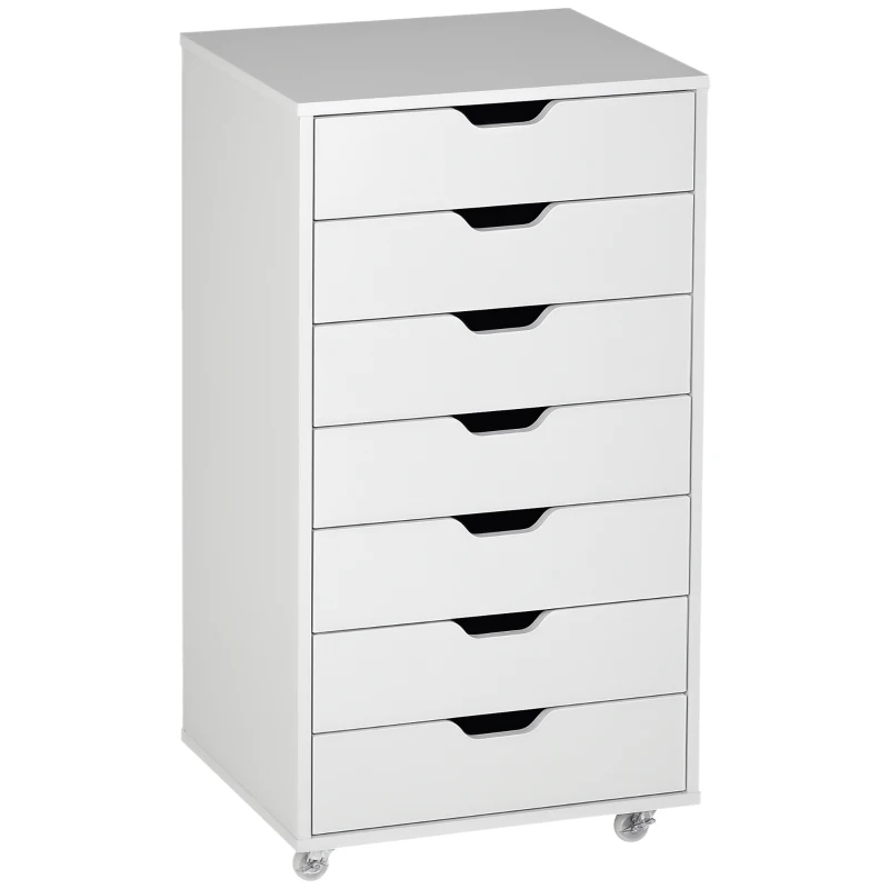 Vinsetto Archivador de oficina con ruedas meuble rangement bureau con 7 cajones organizador para documentos, formato A4 or letras