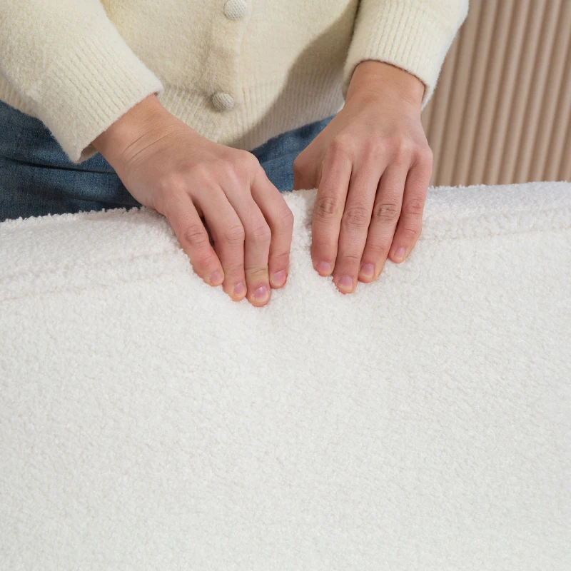 HOMCOM Sillón de salón en tela de bouclé con cojín y marco de madera de caucho, para habitación, salón, comedor, blanco