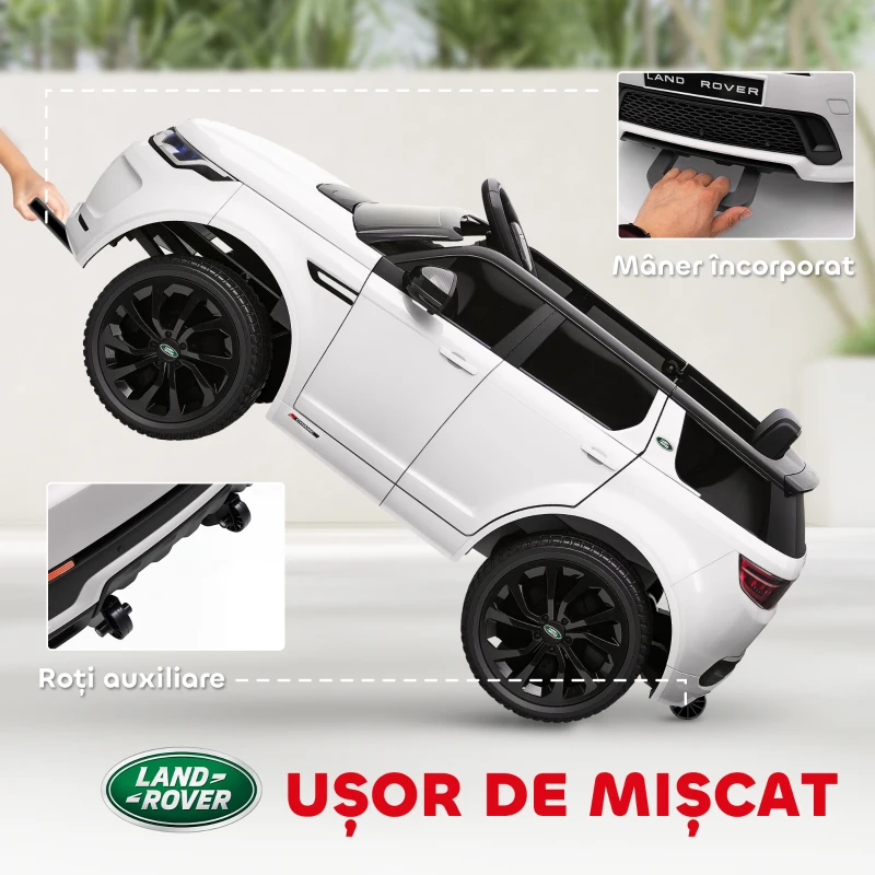 AIYAPLAY Mașină Electrică pentru Copii 3-6 Ani cu Telecomandă, Centură, Muzică, Claxon și Faruri, 106x65.5x51 cm, Alb