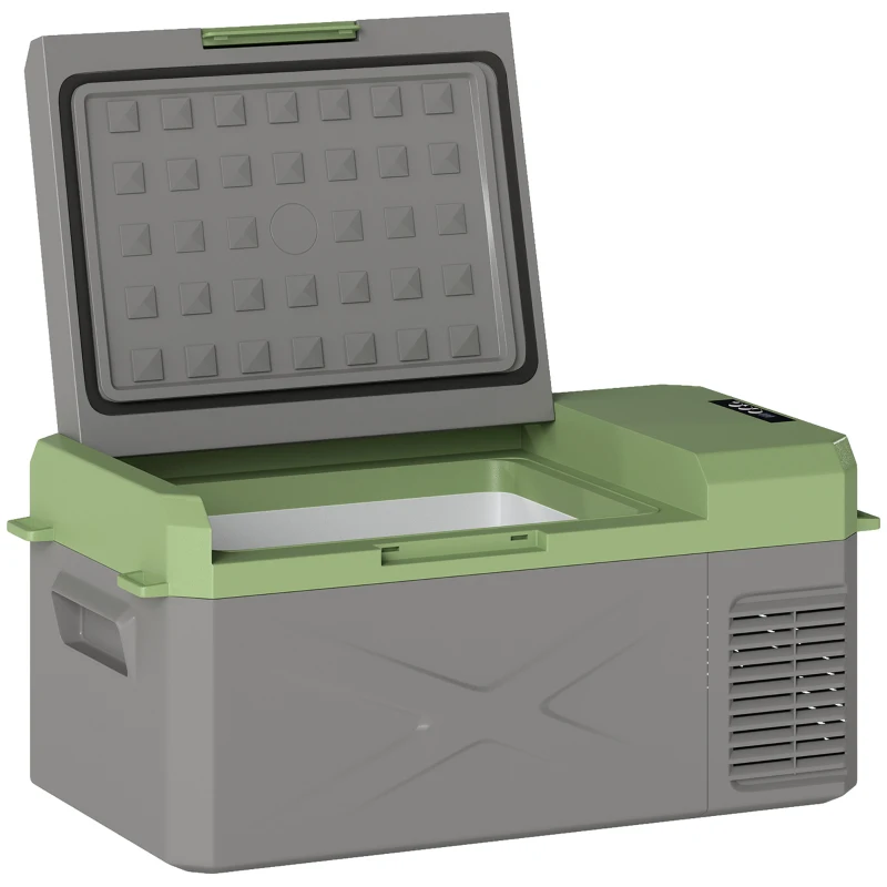 Outsunny Nevera eléctrica portátil 16,3L, refrigerador de coche portátil congelador y refrigerador 12/24V gris