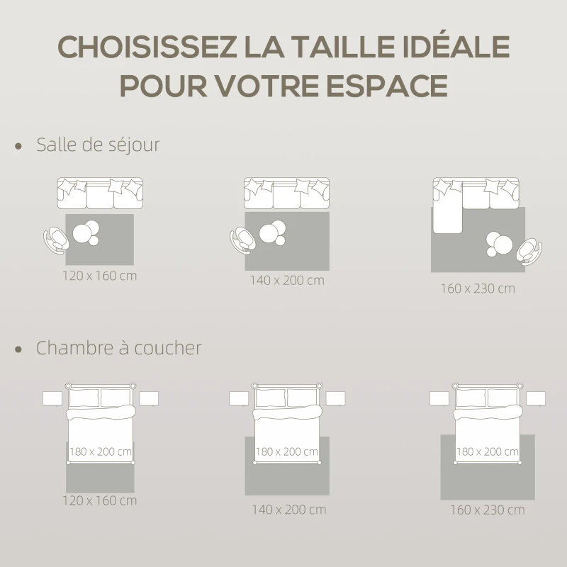 HOMCOM Tapis salon 230 x 160 cm tapis à poils longs, lavable en machine, antidérapant, en fausse fourrure, gris clair