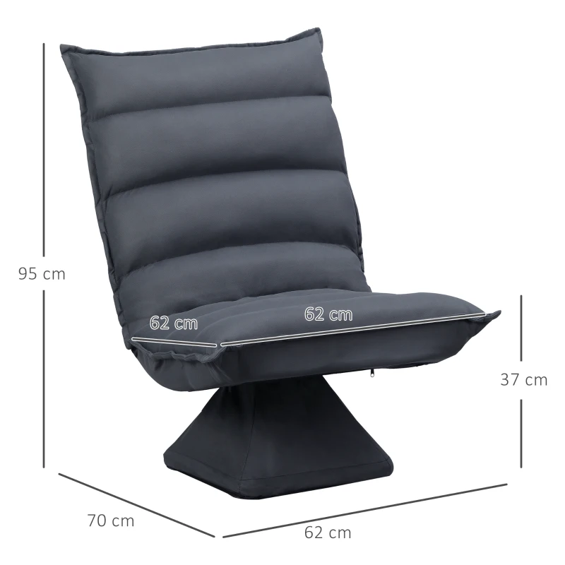 HOMCOM Sillón, Asiento Giratorio, Respaldo Inclinable, Acolchado Suave, Cubierta Transpirable, Gris Oscuro, 62x70x95 cm