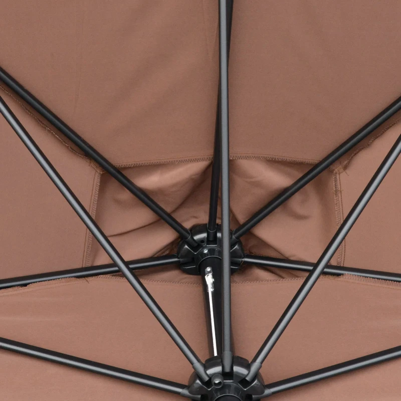 Outsunny Demi parasol - parasol de balcón 5 varillas de metal 2,3x1,3x2,49 m poliéster alta densidad chocolate