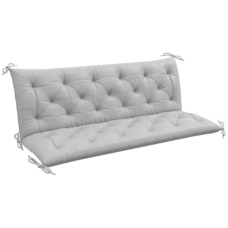 Outsunny Cojín para banco de 3 plazas 150x98x8 cm con lazada, cojín para muebles de jardín columpio estilo Hollywood, Gris claro