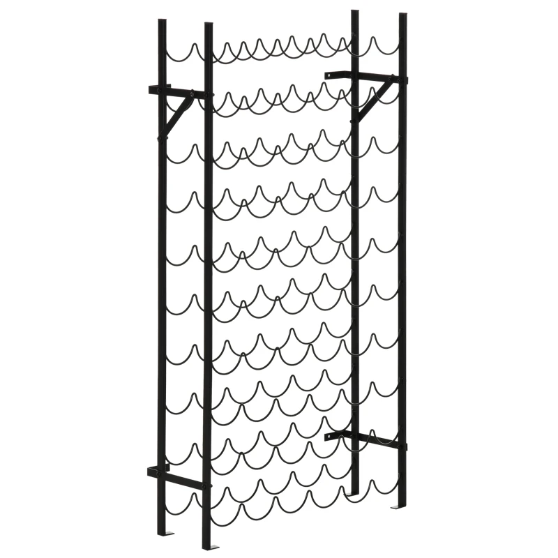 HOMCOM Estante de Vino Soporte para Botellas 60 Botellas Fijación en Pared Metal Negro