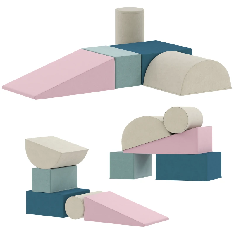 AIYAPLAY Parcours motricité bébé jouet d'escalade modulable 5 pièces housse lavable en velours 61 x 40,6 x 60 cm multicolore