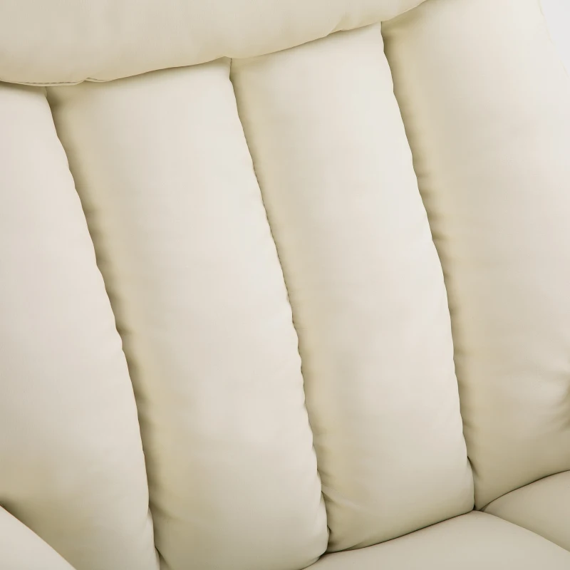 HOMCOM Relaxsessel Elektrisch Fernsehsessel mit Aufstehhilfe, Liegefunktion, TV Sessel mit Fußteil, Seitentasche, Fernbedienung, für Wohnzimmer, bis 150 kg, Kunstleder, Beige