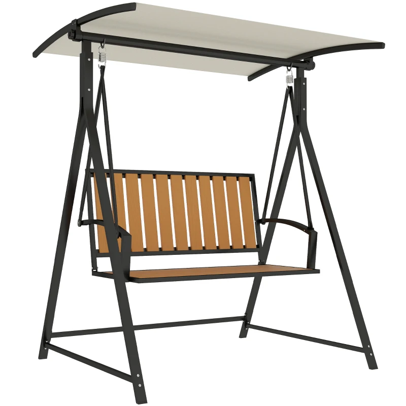 Outsunny Columpio de jardín tipo Hollywood con toldo ajustable, para 2 personas, 142x112x162 cm, negro
